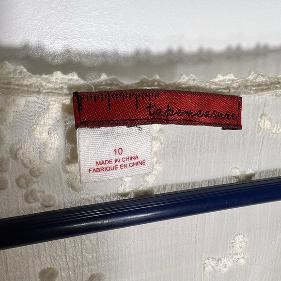 TapeMeasure for Anthropologie Sheer Faux-Wrap Blouse • Embroidered • Size 10 - Picture 9 of 11